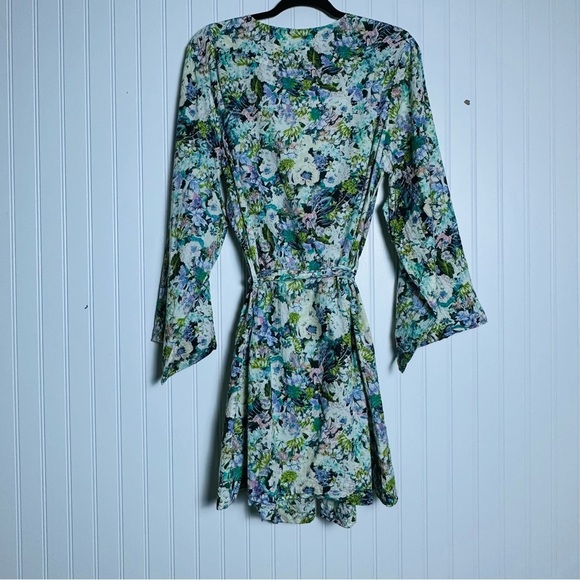 Plum Pretty Sugar Cotton Boho Floral Kimono Bridesmaids Robe Size Large - Picture 10 of 11